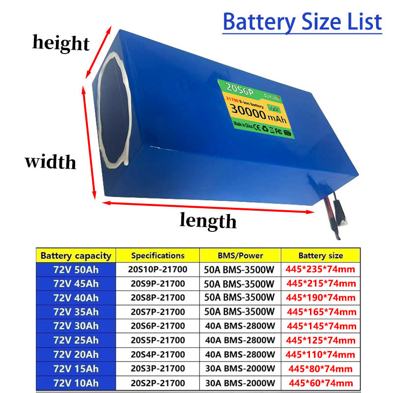 72V 50Ah 45Ah 20Ah 25Ah 30Ah 3 - Electric Bicycle Battery 72V 30Ah recension och pris